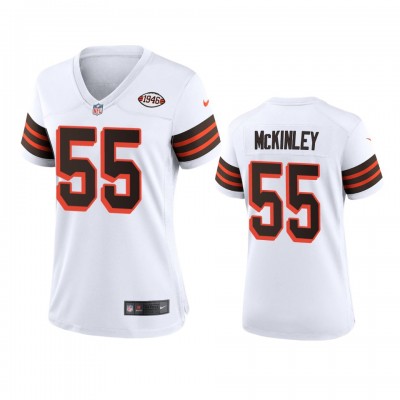 Women Cleveland Browns #55 Takkarist Mckinley Nike 1946 Collection Alternate Game Limited NFL Jersey - White